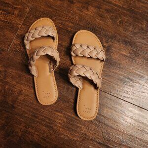 A New Day Shoes | Women's Lucy Braided Slide Sandals - A New Day Tan 7.5
